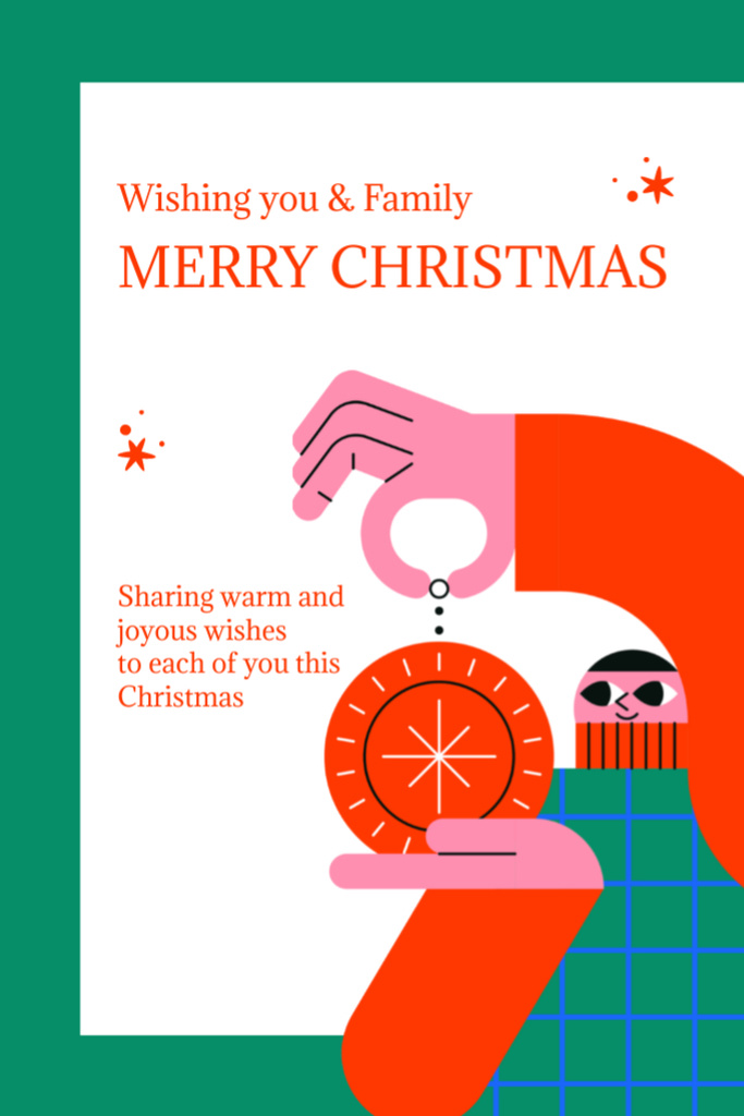Wishing Fun-filled Christmas With Decoration Postcard 4x6in Vertical Design Template