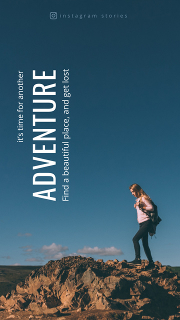 Designvorlage Adventure Inspiration with Woman Wandering für Instagram Story