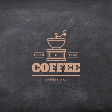 Illustration of Coffee Grinder on Grey Texture Logo 1080x1080pxデザインテンプレート
