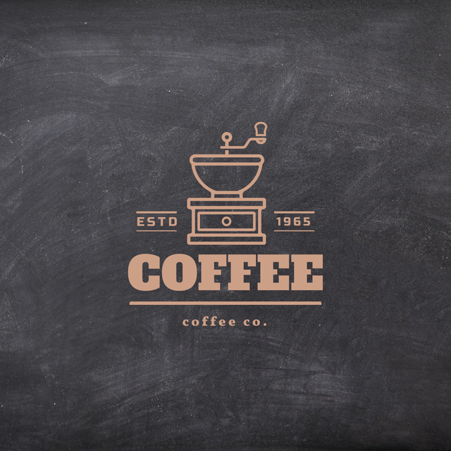 Illustration of Coffee Grinder on Grey Texture Logo 1080x1080px Πρότυπο σχεδίασης