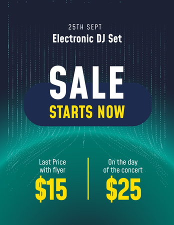 Electronic DJ Set Tickets Offer on Gradient Flyer 8.5x11in Design Template