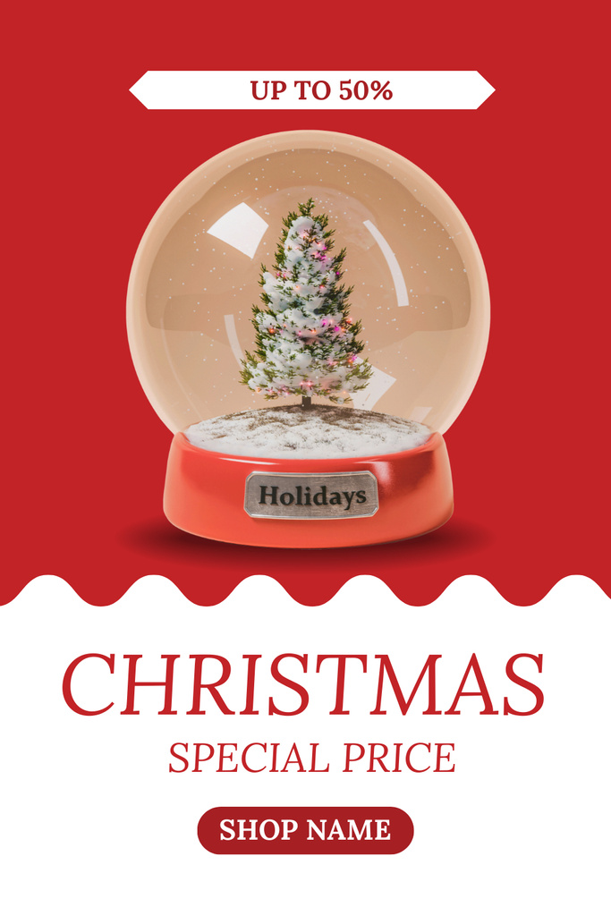 Platilla de diseño Christmas Sale Decorated Tree in Snowball Pinterest