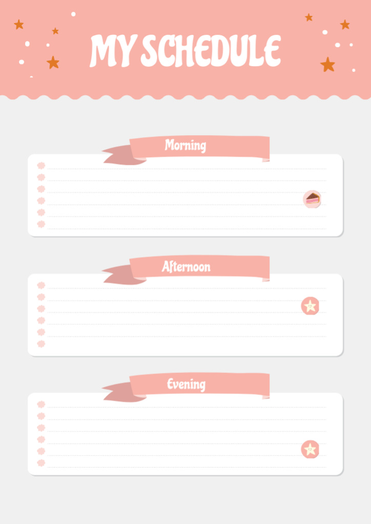Designvorlage Pink Schedule Planner with Stars für Schedule Planner