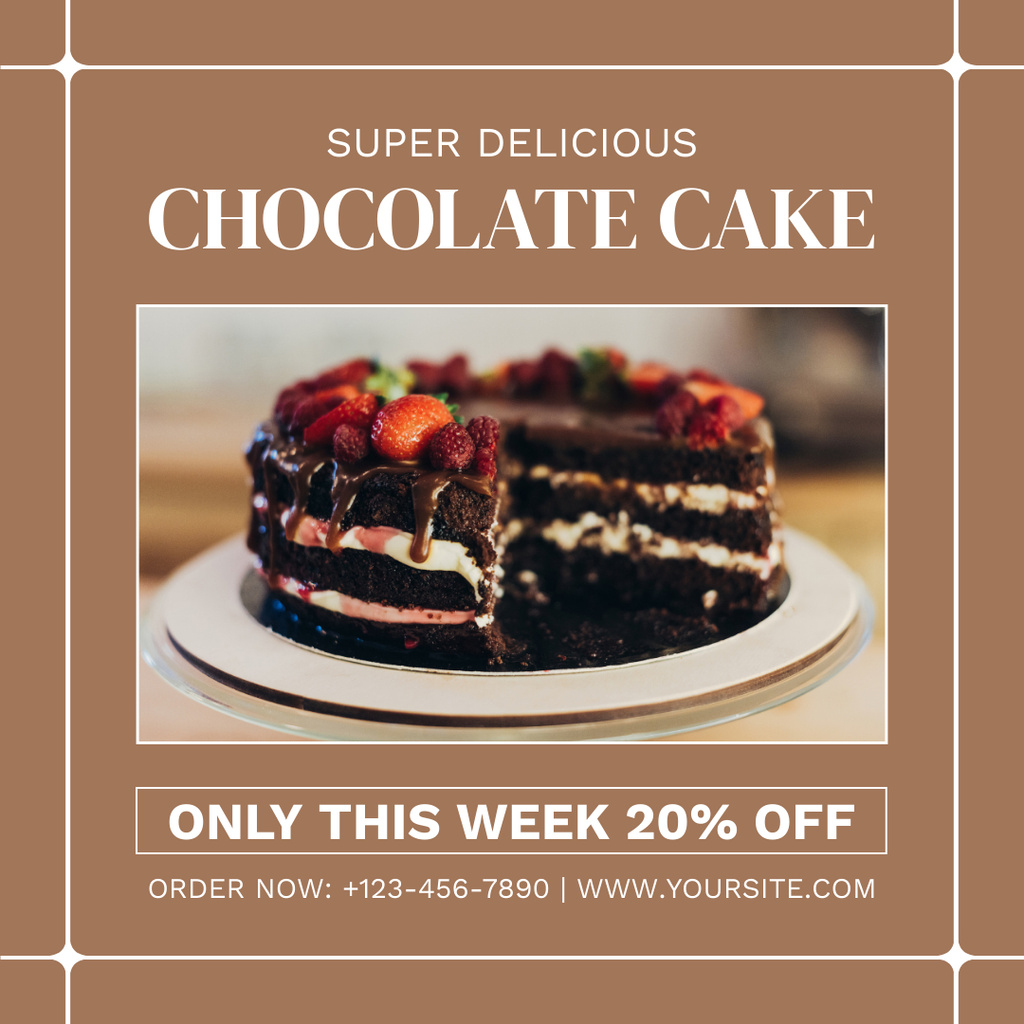 Tasty Chocolate Cake Discount Instagram Tasarım Şablonu