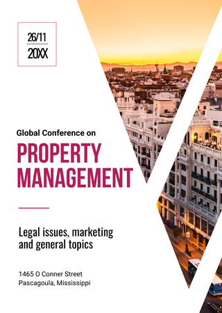 Property Management Conference with City Street View Flyer A6 Šablona návrhu