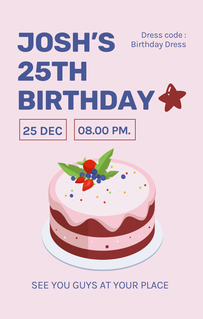 Personal Birthday Party Invitation 4.6x7.2in Tasarım Şablonu