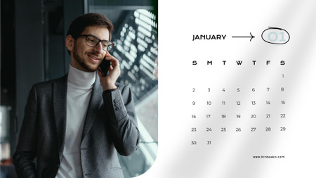 Businesspeople in Office Calendar Šablona návrhu