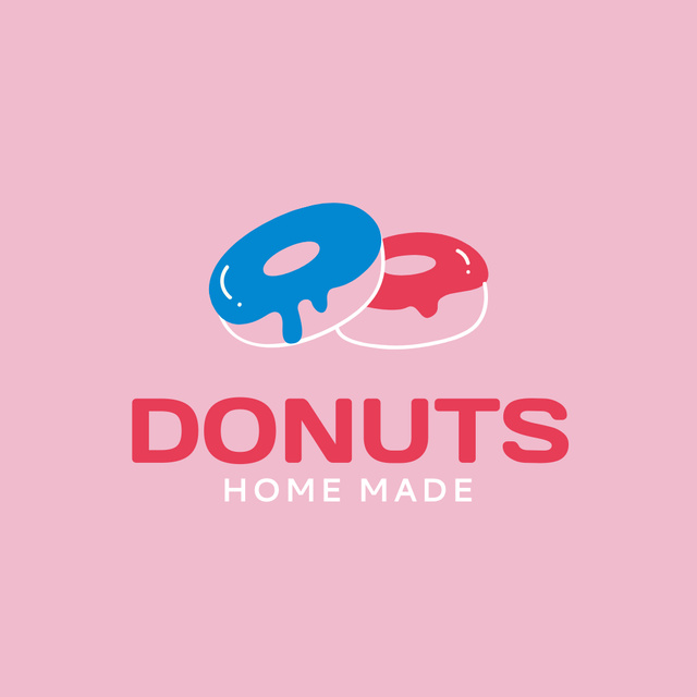 Bakery Ad with Yummy Sweet Donuts Logo 1080x1080px Design Template
