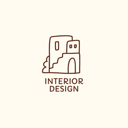 Oferta de Design de Interiores com Ilustração de Casa Animated Logo Modelo de Design