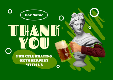Oktoberfest Celebration Announcement with Statue with Beer Card Design Template