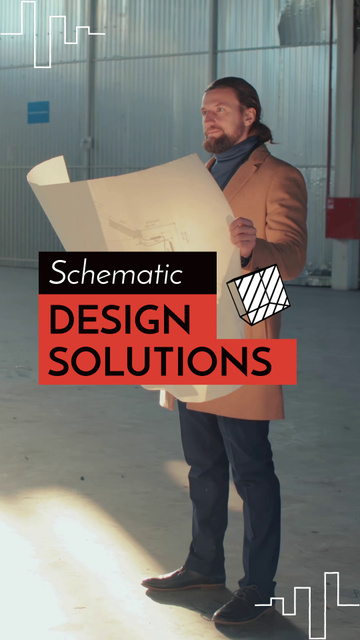 Designvorlage Schematic Design Solutions And Architectural Blueprints Offer für TikTok Video