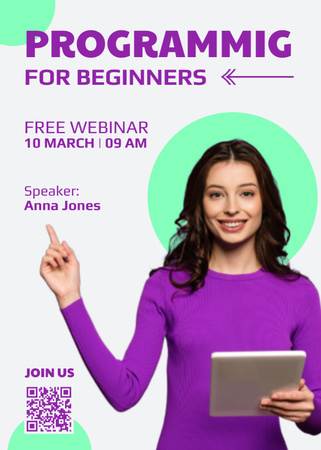 Template di design Webinar Topic about Programming for Beginners Flayer