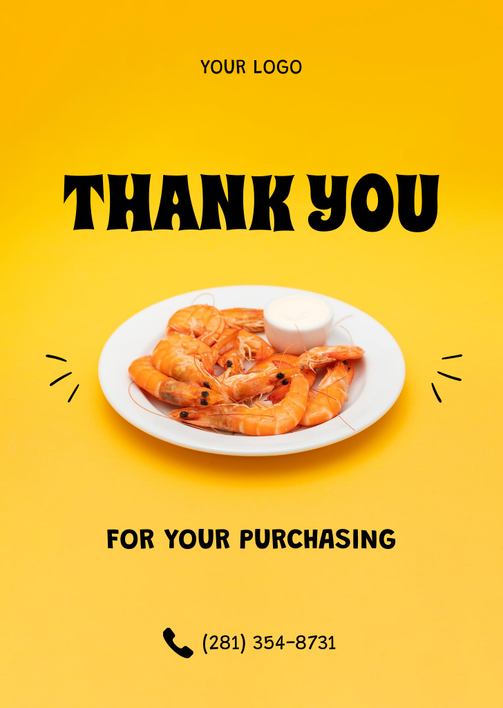 Delicious Shrimps with Sauce Postcard A6 Vertical – шаблон для дизайна