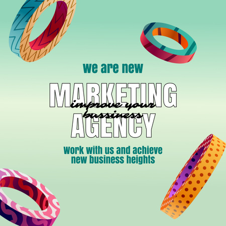 Advertisement for Marketing Agency Services with Colorful Rings Instagram Design Template