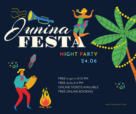People dancing at Festa Junina night party Facebook Design Template