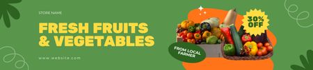 Ontwerpsjabloon van Ebay Store Billboard van Verse groenten en fruit op de lokale markt met korting