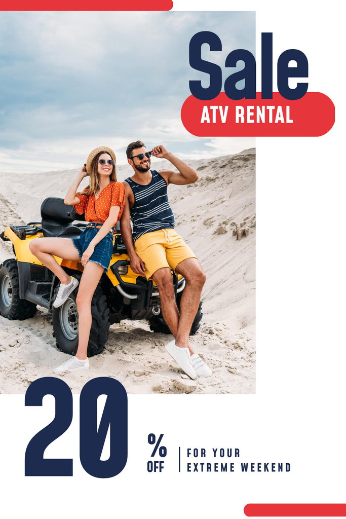 ATV Rental Services with Girl on Four-track Pinterestデザインテンプレート