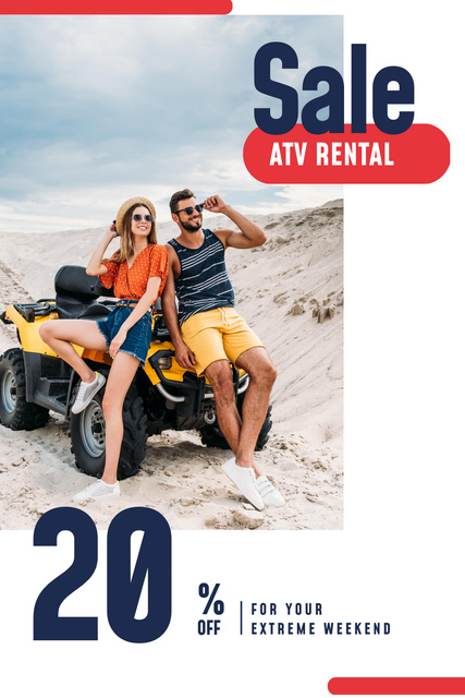 ATV Rental Services with Girl on Four-track Pinterest – шаблон для дизайну