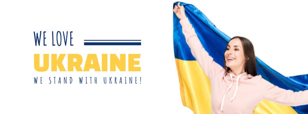 Template di design We Love Ukraine Facebook cover