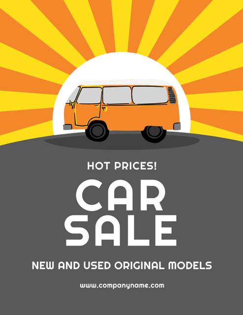 Car Sale Advertisement with Bus Poster 8.5x11in – шаблон для дизайну