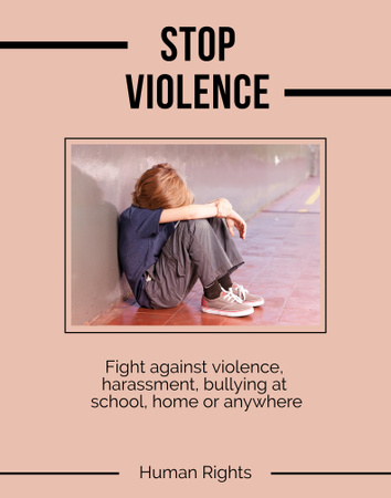 Designvorlage Stop Violence Children  für Poster 22x28in