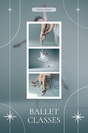 Designvorlage Werbung für Ballettkurse mit Ballerina in Spitzenschuhen für Pinterest