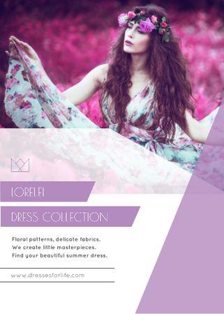 Fashion Ad with Woman in Floral Dress Flayer – шаблон для дизайну