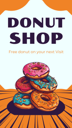 Реклама магазина пончиков с яркой иллюстрацией Instagram Story – шаблон для дизайна
