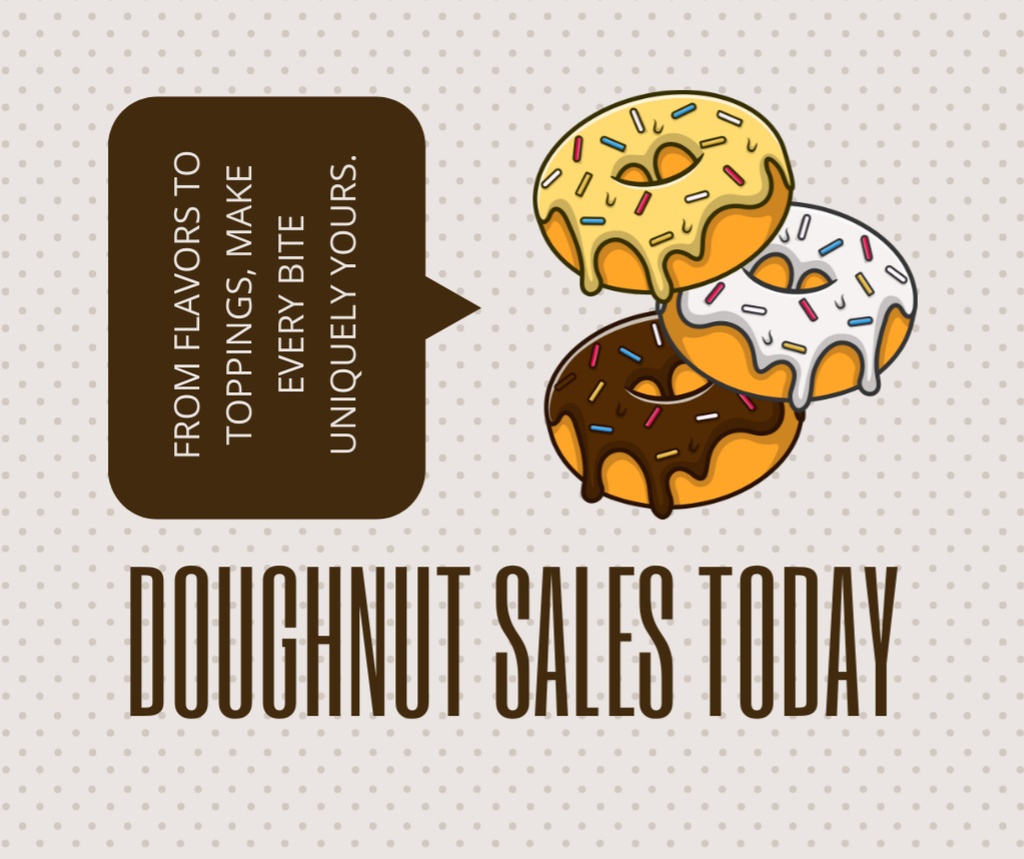 Ad of Doughnut Sales with Illustration Facebook tervezősablon
