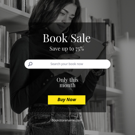Reading Woman for Book Sale Announcement Instagram Design Template