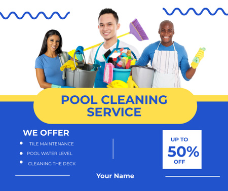 Descontos em serviços profissionais de limpeza de piscinas Facebook Modelo de Design