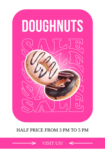 Doughnuts Special Sale Announcement in Pink Pinterestデザインテンプレート