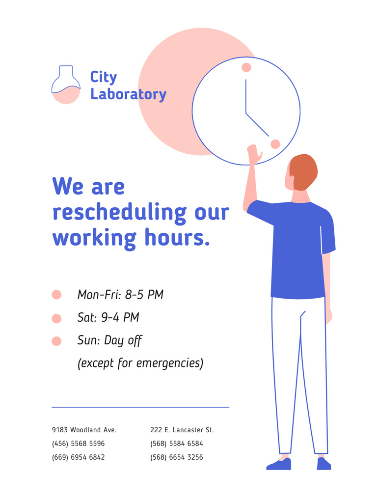 Test Laboratory Working Hours Rescheduling during quarantine Poster US Modelo de Design