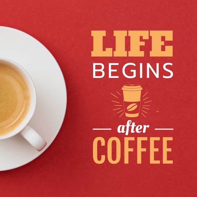 Plantilla de diseño de Cup of Coffee on Red table Animated Post 