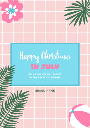 Merry Christmas in July Greeting Postcard A5 Vertical Design Template