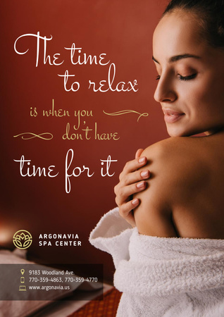 Salon Ad with Woman Relaxing in Spa Poster tervezősablon