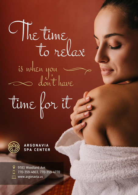 Salon Ad with Woman Relaxing in Spa Poster Design Template