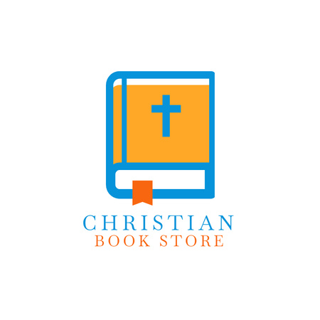 Template di design Emblema del negozio di libri cristiani Logo