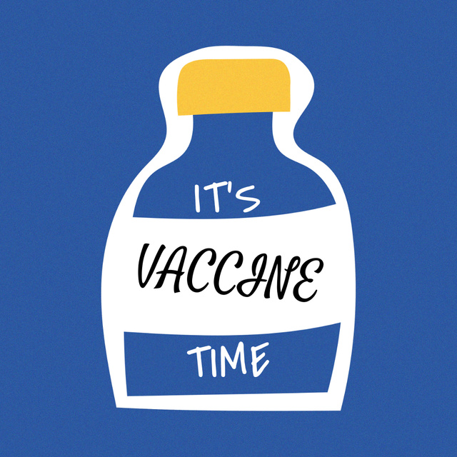 Virus Vaccination Announcement with Vaccine Bottle Instagram Design Template