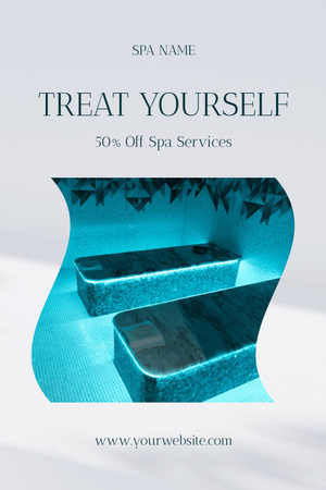 Spa Services Ad with Massage Tables Pinterest Πρότυπο σχεδίασης