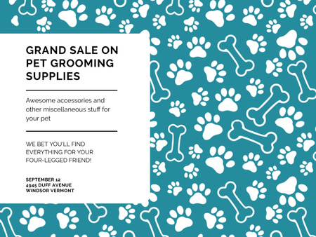 Sale of Pet Grooming Supplies Ad Poster 18x24in Horizontal Design Template