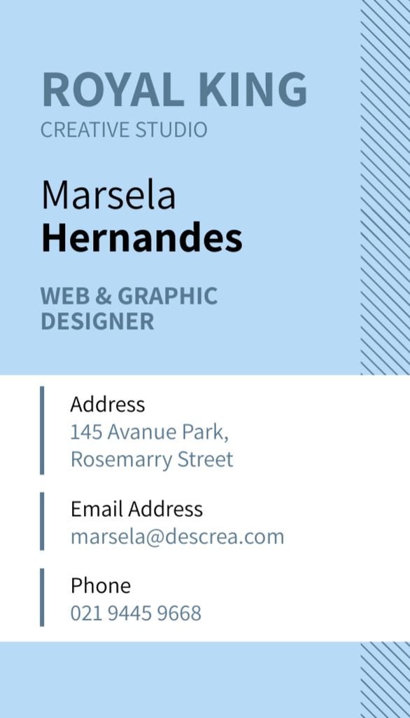 Ontwerpsjabloon van Business Card US Vertical van Web & Graphic Designer Contacts