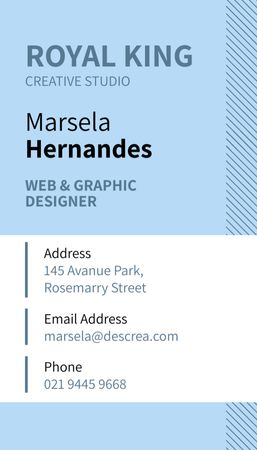 Platilla de diseño Web & Graphic Designer Contacts Business Card US Vertical
