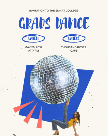 Modèle de visuel Graduation Party Ad with Bright Disco Ball - Poster 16x20in