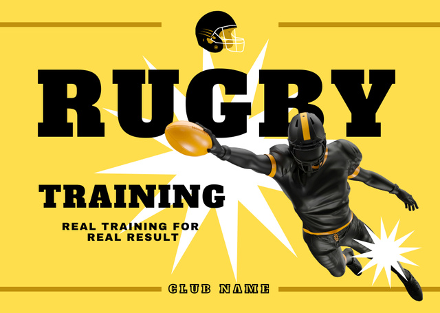 Plantilla de diseño de Rugby Training Yellow Postcard 
