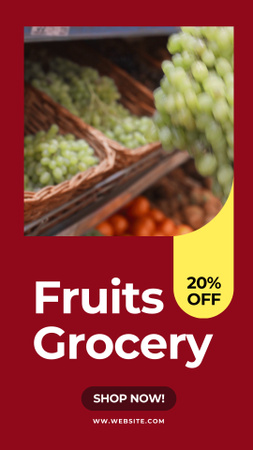Discount on Fruits in Grocery Store Instagram Video Story Design Template