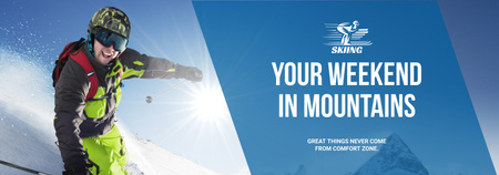 Winter Tour Offer With Man Skiing in Mountains Tumblr Design Template