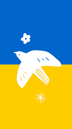Plantilla de diseño de Dove flying near Ukrainian Flag Instagram Video Story 