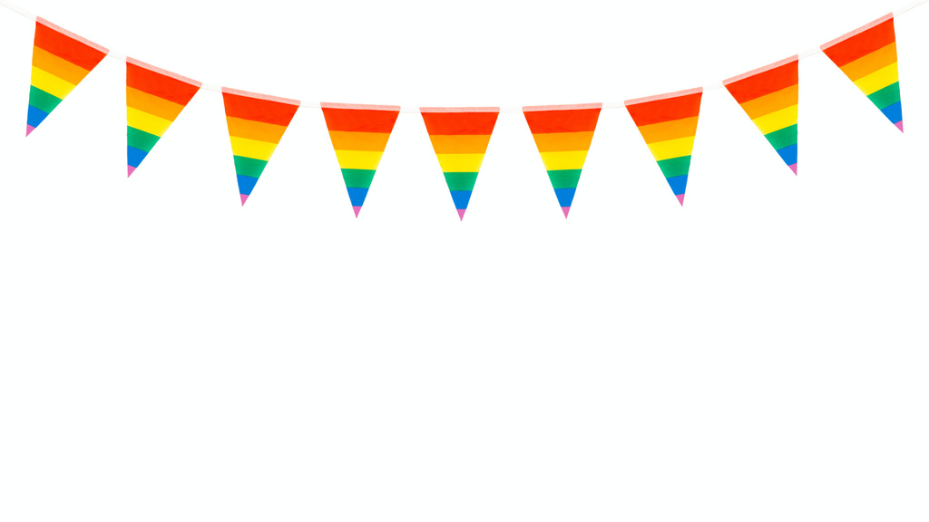 Designvorlage Garland of Flags in Rainbow Colors für Zoom Background