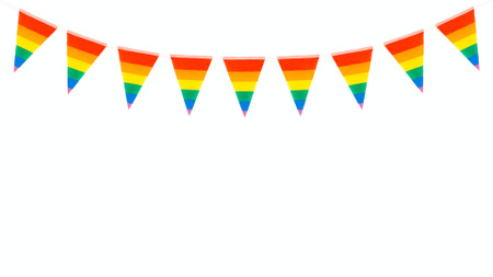 Designvorlage Girlande aus Flaggen in Regenbogenfarben für Zoom Background